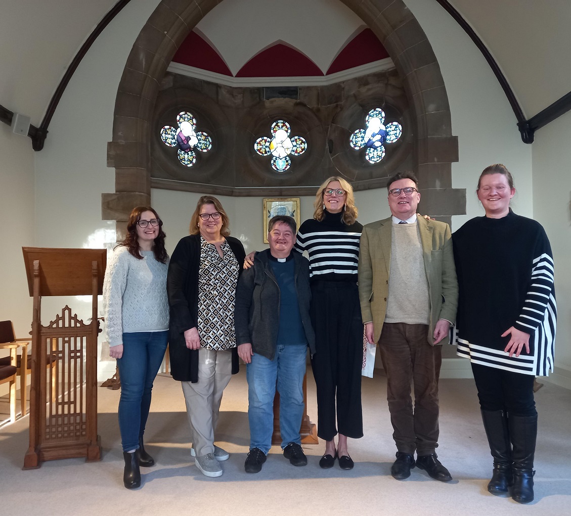 Laura Symon (third-year ordinand), Karen Kiefer (first-year ordinand), Rev Rosie Addis, Eilidh Proudfoot (third-year ordinand), Robert Garnett (second-year ordinand) and Lana Woolford (first-year ordinand)